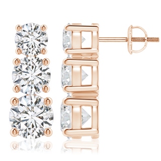 6.5mm HSI2 Graduated Diamond Three Stone Earrings in Rose Gold