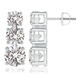 6.5mm IJI1I2 Graduated Diamond Three Stone Earrings in P950 Platinum