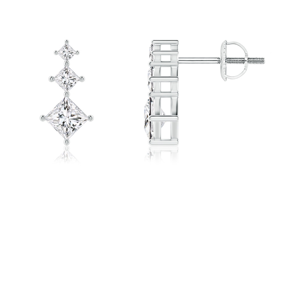 3.2mm HSI2 Princess-Cut Diamond Three Stone Earrings in White Gold 