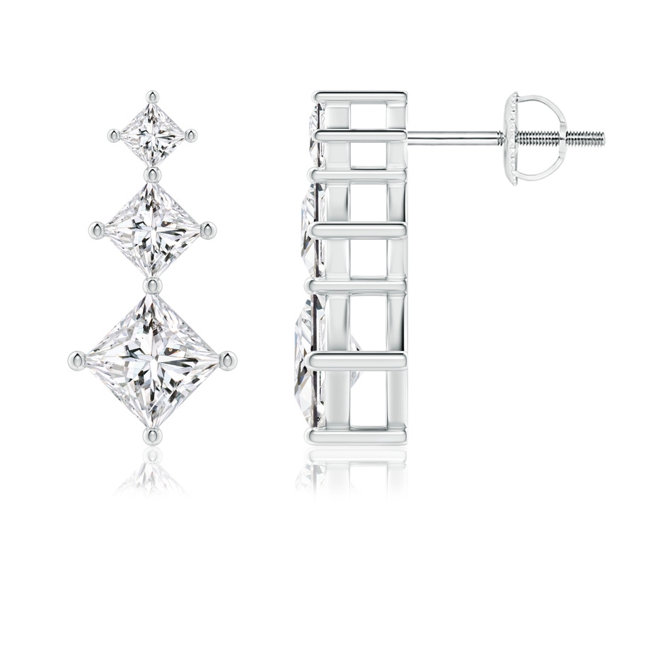 4.4mm HSI2 Princess-Cut Diamond Three Stone Earrings in White Gold 