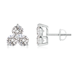 3.6mm IJI1I2 Round Diamond Three Stone Stud Earrings in White Gold