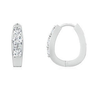 3.1mm GVS2 Diamond Three Stone Hoop Earrings in 10K White Gold