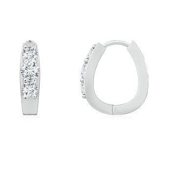 3.1mm GVS2 Diamond Three Stone Hoop Earrings in P950 Platinum