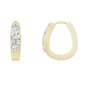 3.1mm GVS2 Diamond Three Stone Hoop Earrings in Yellow Gold