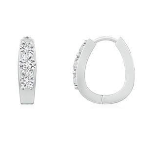 3.1mm HSI2 Diamond Three Stone Hoop Earrings in 10K White Gold