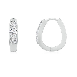 3.1mm HSI2 Diamond Three Stone Hoop Earrings in P950 Platinum