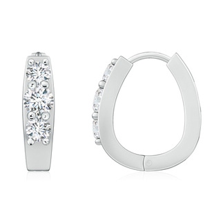 4mm GVS2 Diamond Three Stone Hoop Earrings in 10K White Gold