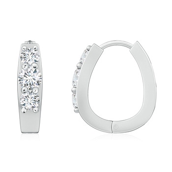 4mm GVS2 Diamond Three Stone Hoop Earrings in White Gold