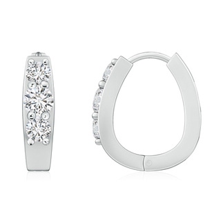 4mm HSI2 Diamond Three Stone Hoop Earrings in P950 Platinum