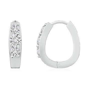 4mm HSI2 Diamond Three Stone Hoop Earrings in White Gold 