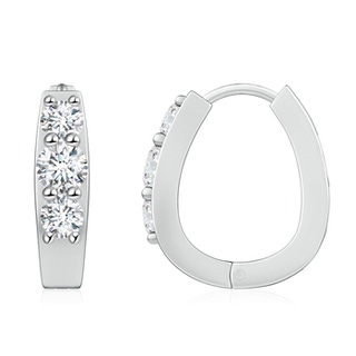 5.2mm GVS2 Diamond Three Stone Hoop Earrings in P950 Platinum