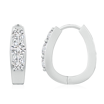 5.2mm HSI2 Diamond Three Stone Hoop Earrings in White Gold 