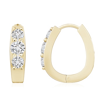 5.2mm HSI2 Diamond Three Stone Hoop Earrings in Yellow Gold 