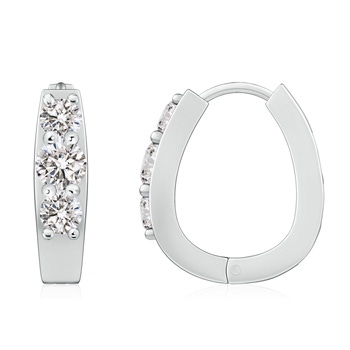 5.2mm IJI1I2 Diamond Three Stone Hoop Earrings in White Gold 