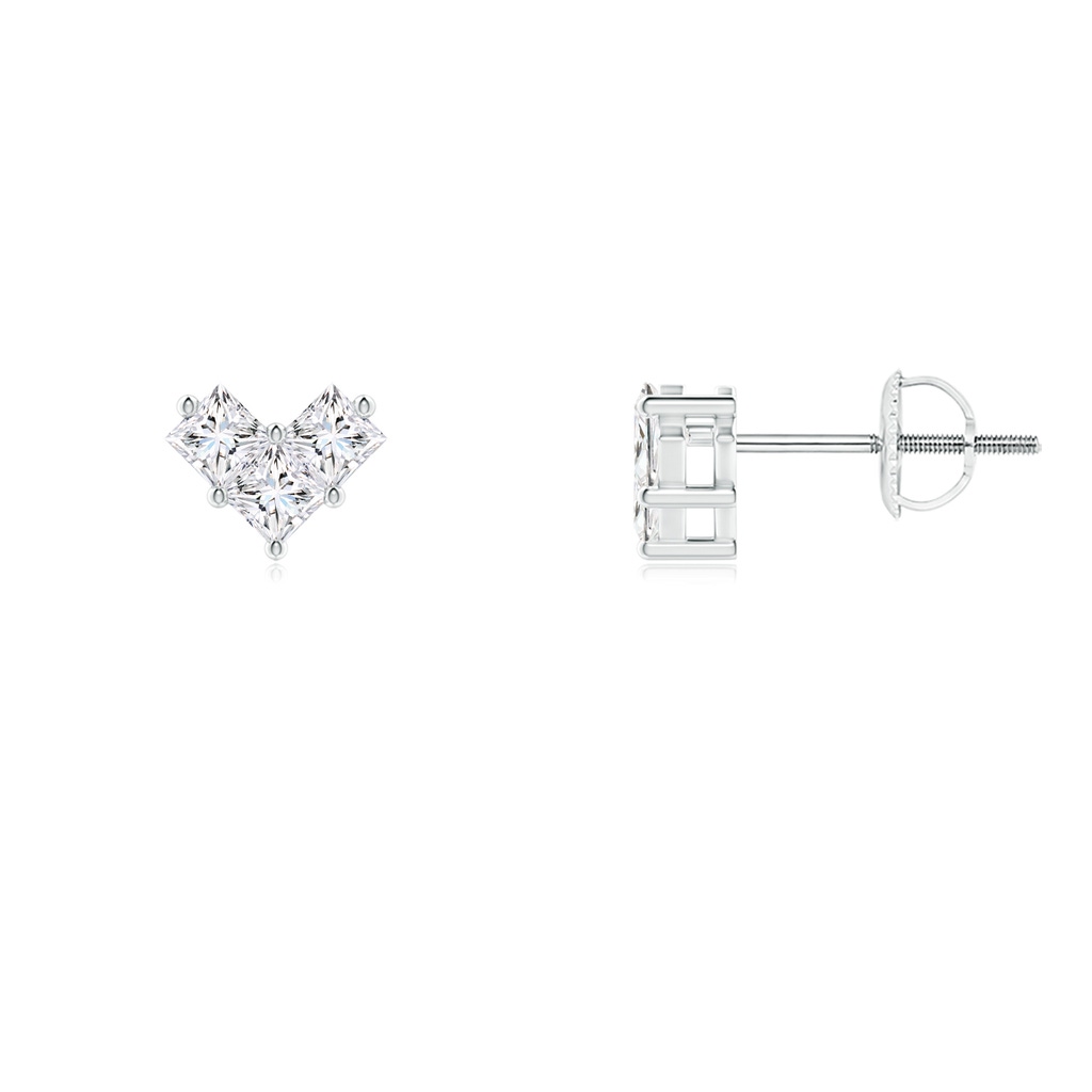 2.4mm GVS2 V-Shaped Princess-Cut Diamond Stud Earrings in White Gold