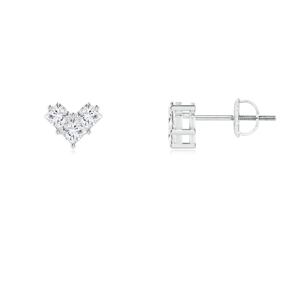 2.4mm GVS2 V-Shaped Princess-Cut Diamond Stud Earrings in White Gold 