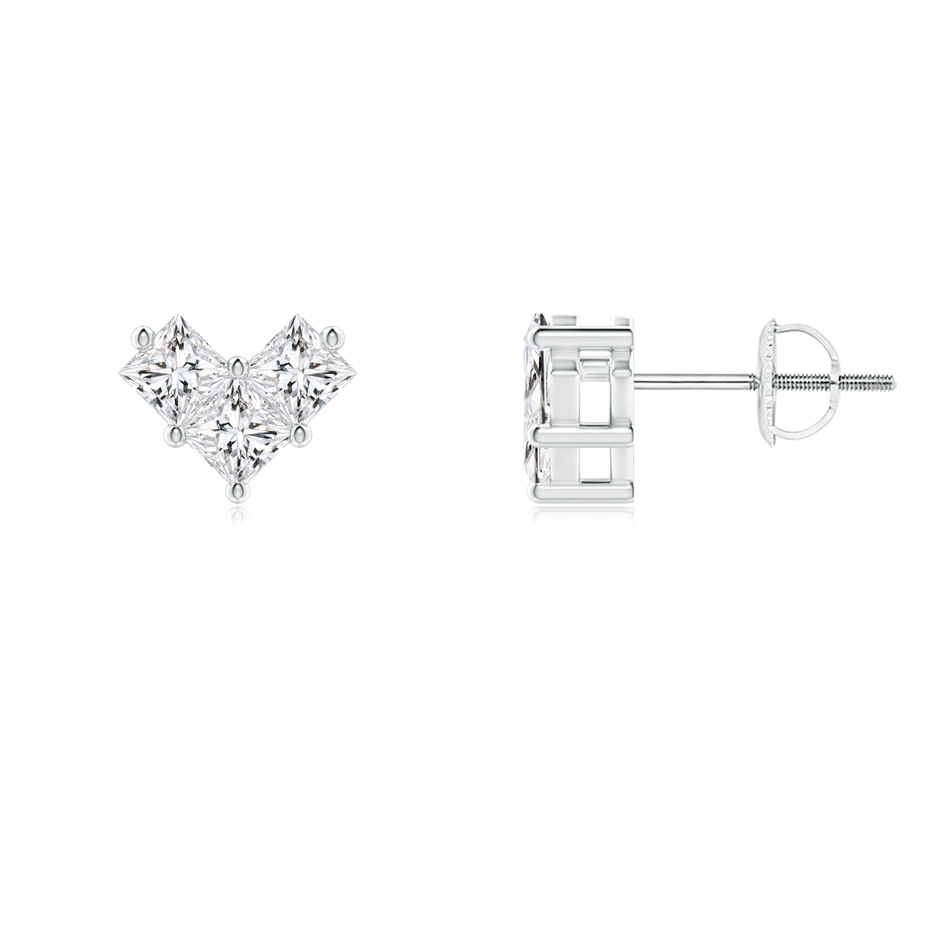 3.1mm HSI2 V-Shaped Princess-Cut Diamond Stud Earrings in White Gold 