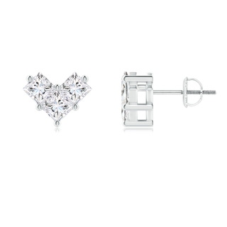3.6mm GVS2 V-Shaped Princess-Cut Diamond Stud Earrings in P950 Platinum