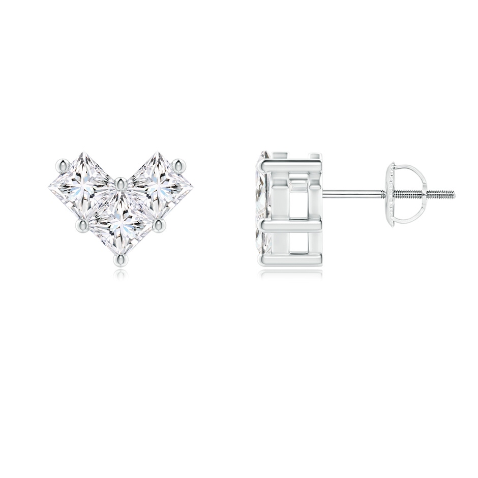 3.6mm GVS2 V-Shaped Princess-Cut Diamond Stud Earrings in White Gold 