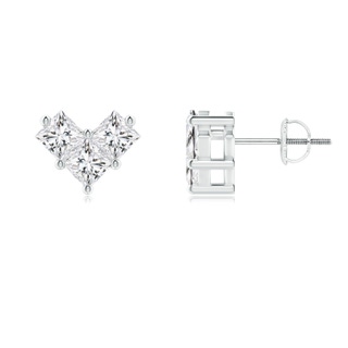 3.6mm HSI2 V-Shaped Princess-Cut Diamond Stud Earrings in White Gold