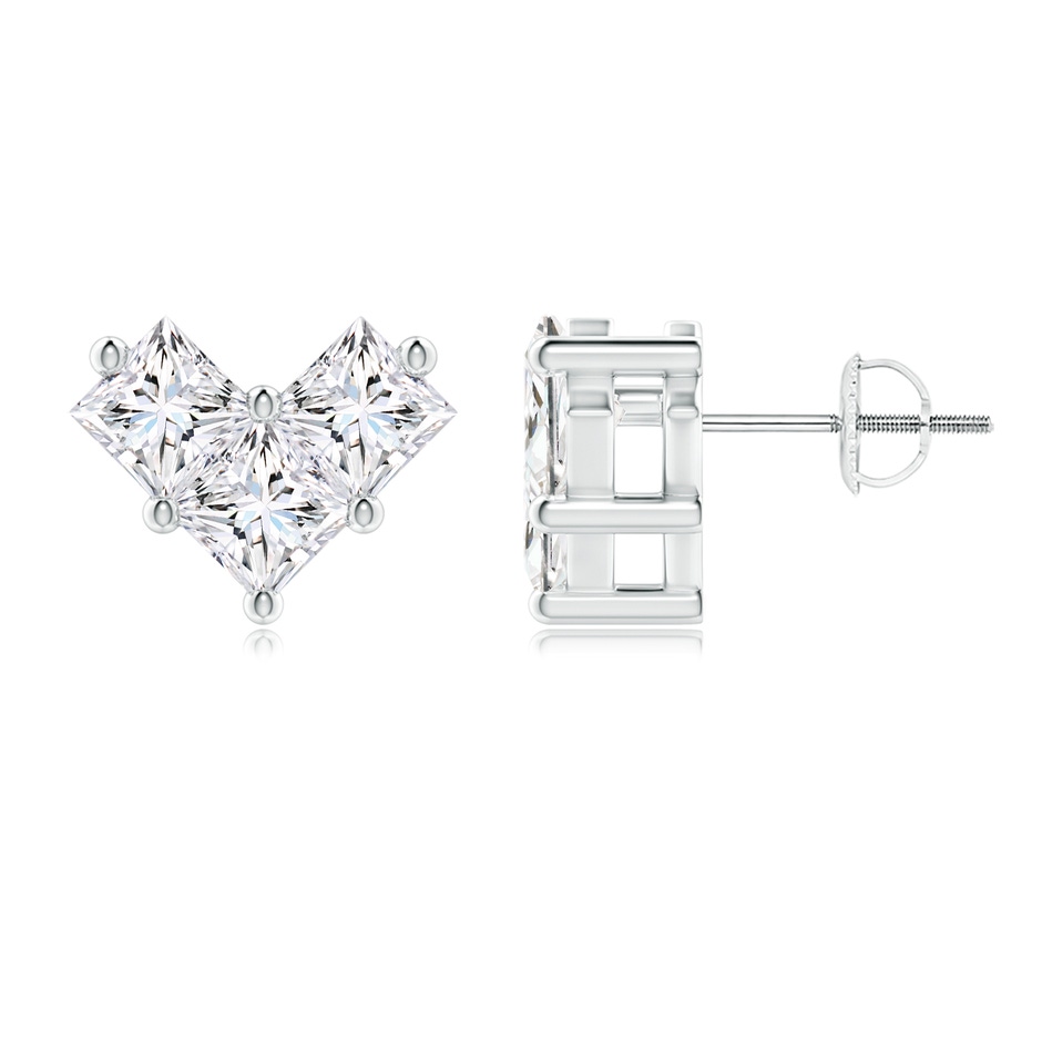 4.4mm GVS2 V-Shaped Princess-Cut Diamond Stud Earrings in P950 Platinum 