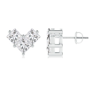 4.4mm HSI2 V-Shaped Princess-Cut Diamond Stud Earrings in P950 Platinum