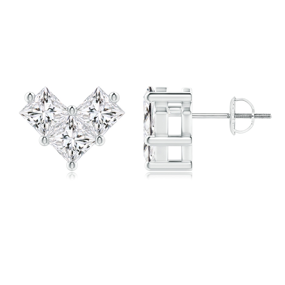 4.4mm HSI2 V-Shaped Princess-Cut Diamond Stud Earrings in P950 Platinum 