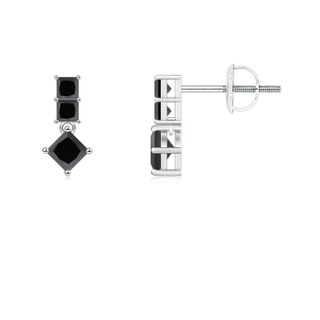 2.8mm AA Princess-Cut Enhanced Black Diamond Drop Earrings in P950 Platinum