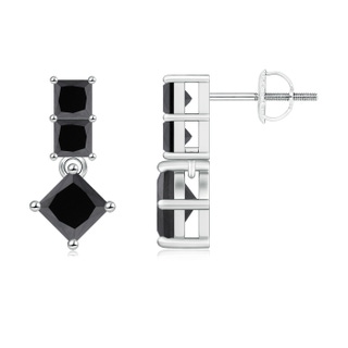 4.6mm AA Princess-Cut Enhanced Black Diamond Drop Earrings in P950 Platinum