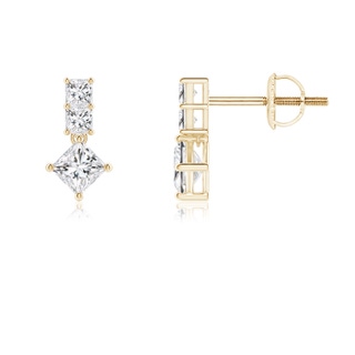 3mm HSI2 Princess-Cut Diamond Drop Earrings in Yellow Gold
