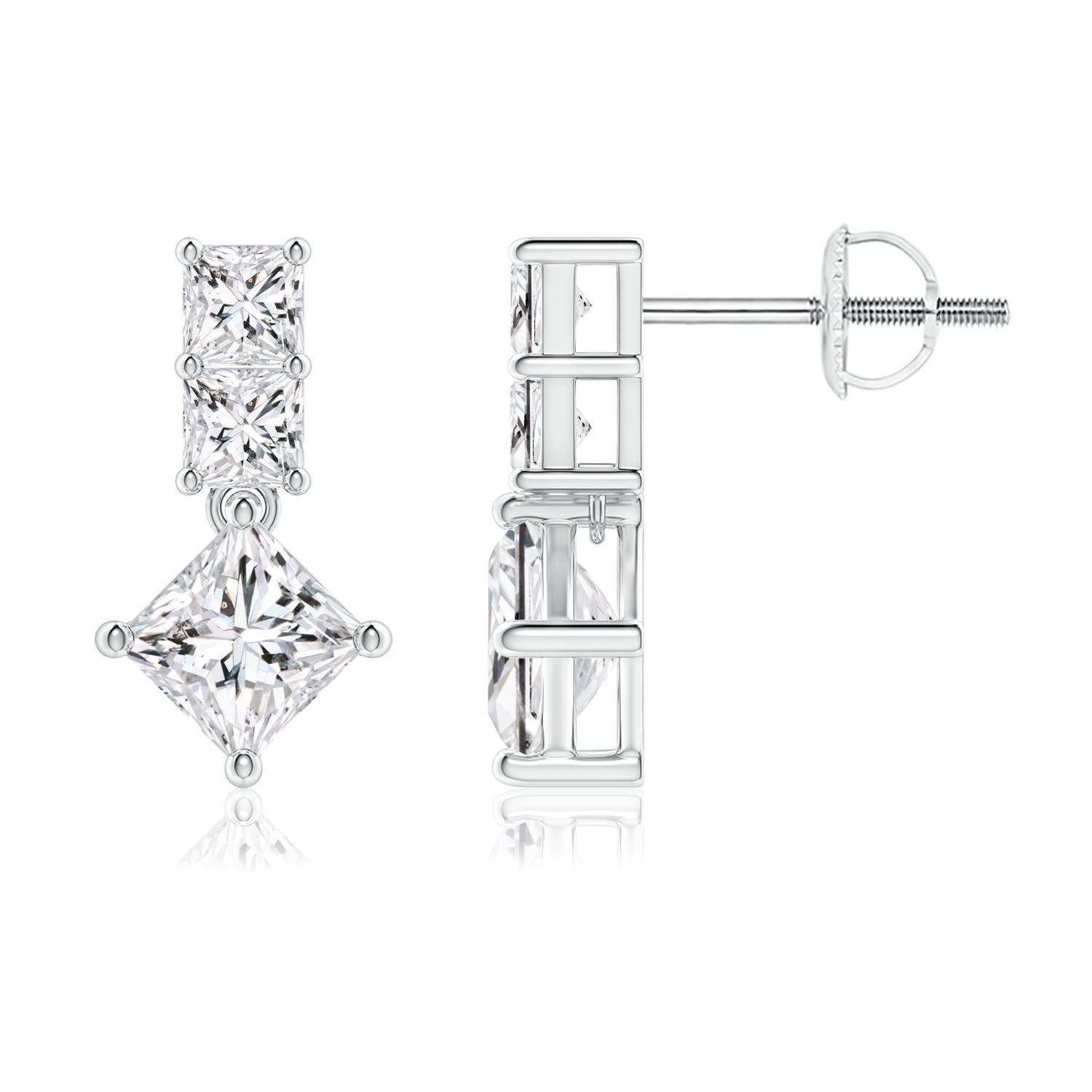 Princess cut diamond hot sale drop earrings