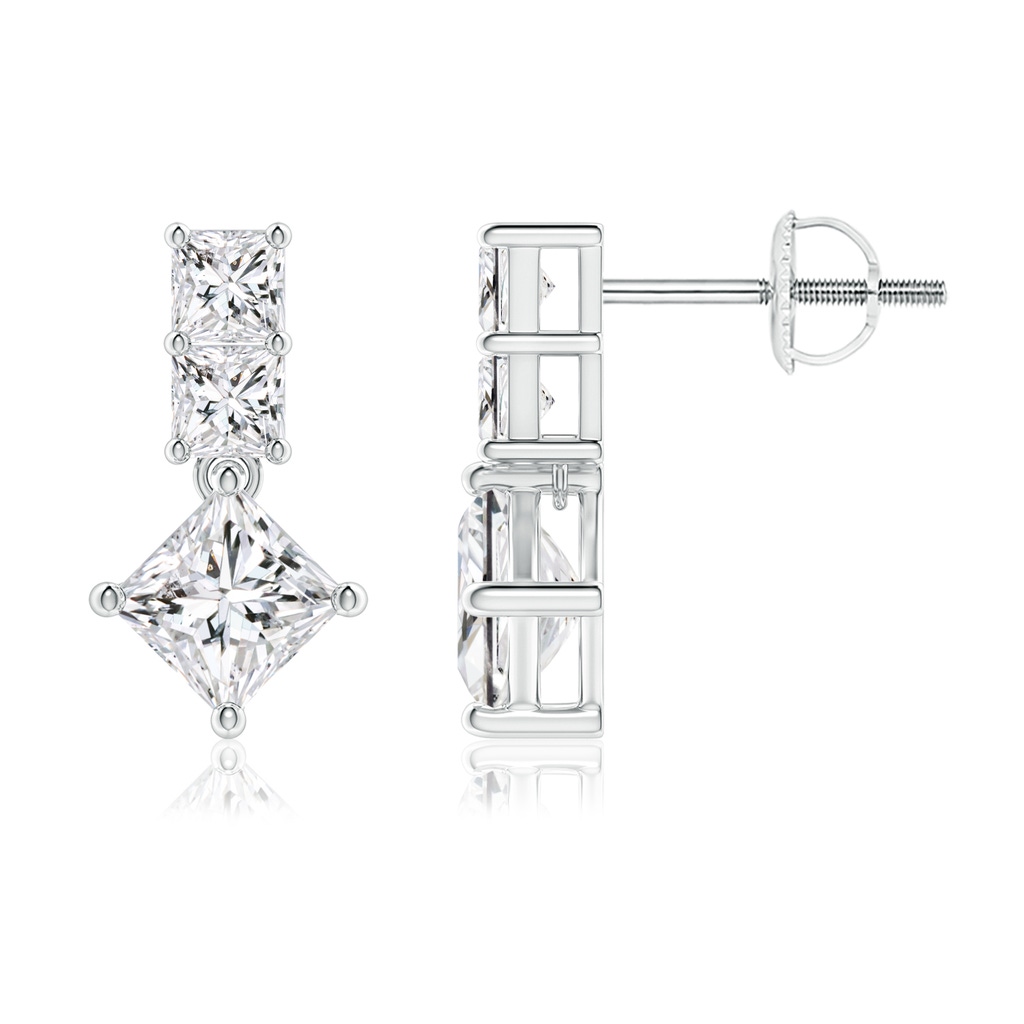 4.4mm HSI2 Princess-Cut Diamond Drop Earrings in White Gold