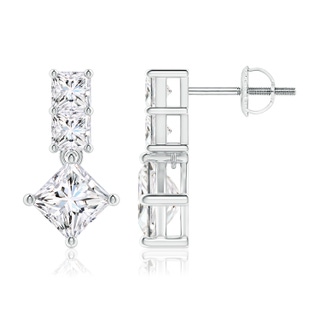 4.9mm GVS2 Princess-Cut Diamond Drop Earrings in P950 Platinum