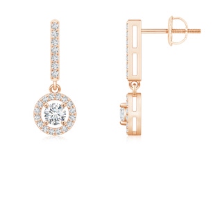 3.3mm GVS2 Floating Round Diamond Halo Drop Earrings in 9K Rose Gold