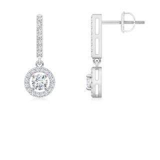 3.3mm GVS2 Floating Round Diamond Halo Drop Earrings in P950 Platinum