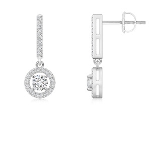 3.3mm HSI2 Floating Round Diamond Halo Drop Earrings in White Gold