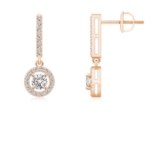 3.3mm IJI1I2 Floating Round Diamond Halo Drop Earrings in 9K Rose Gold