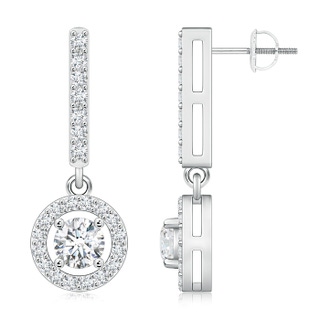 5.4mm GVS2 Floating Round Diamond Halo Drop Earrings in P950 Platinum