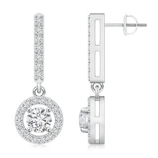 5.4mm HSI2 Floating Round Diamond Halo Drop Earrings in P950 Platinum