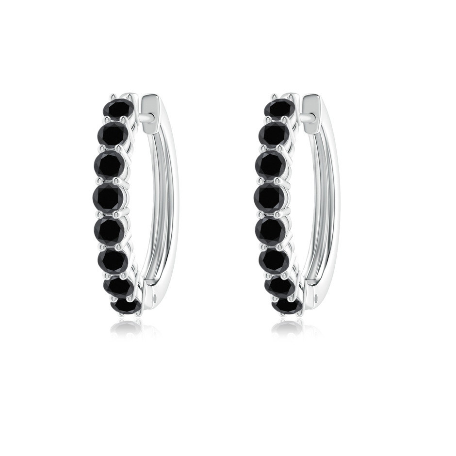 2.3mm AA Airline-Set Black Diamond Hinged Hoop Earrings in White Gold 