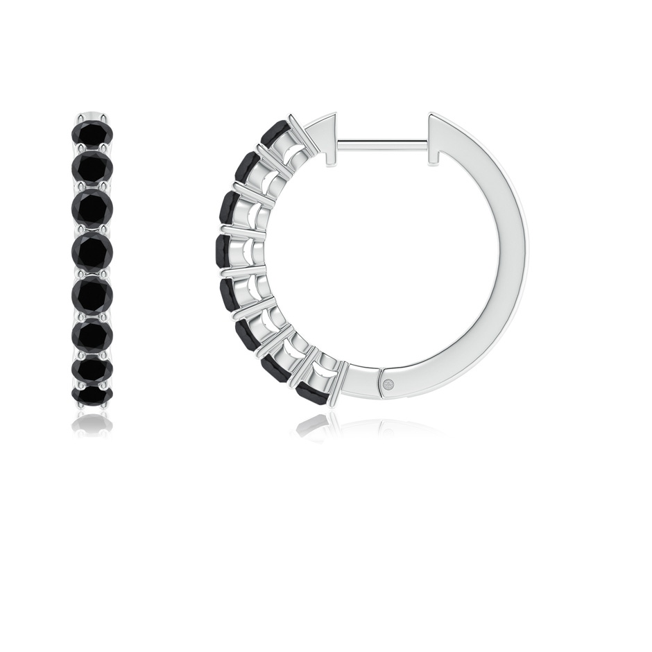 2.3mm AA Airline-Set Black Diamond Hinged Hoop Earrings in White Gold side-1