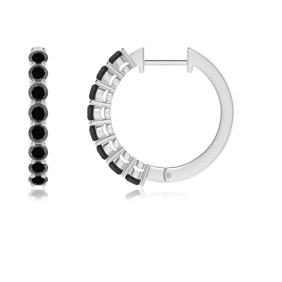 2.5mm A Airline-Set Black Diamond Hinged Hoop Earrings in White Gold side-1