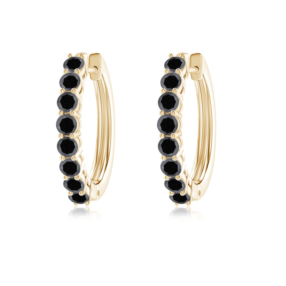 2.5mm A Airline-Set Black Diamond Hinged Hoop Earrings in Yellow Gold 