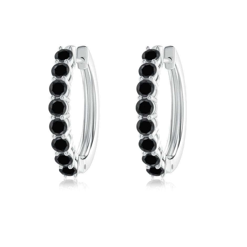 2.5mm AA Airline-Set Black Diamond Hinged Hoop Earrings in P950 Platinum 