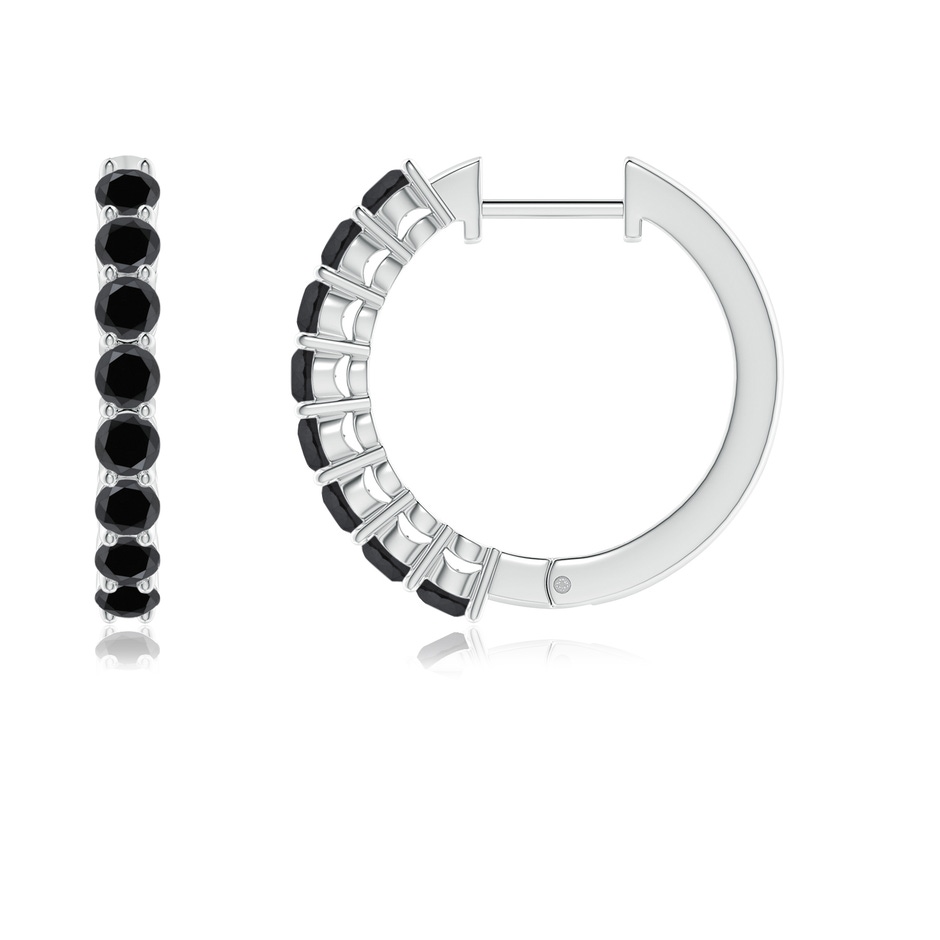 2.5mm AA Airline-Set Black Diamond Hinged Hoop Earrings in P950 Platinum side-1