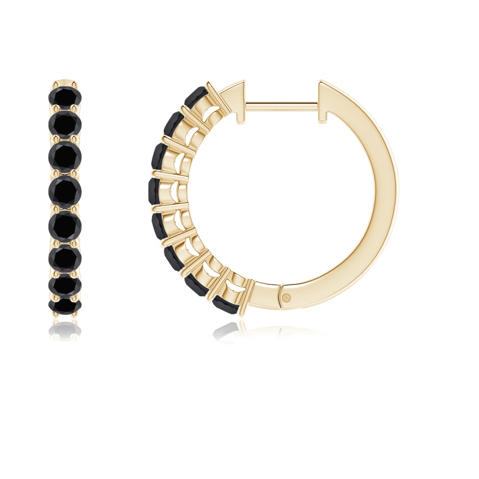 2.5mm AA Airline-Set Black Diamond Hinged Hoop Earrings in Yellow Gold side-1