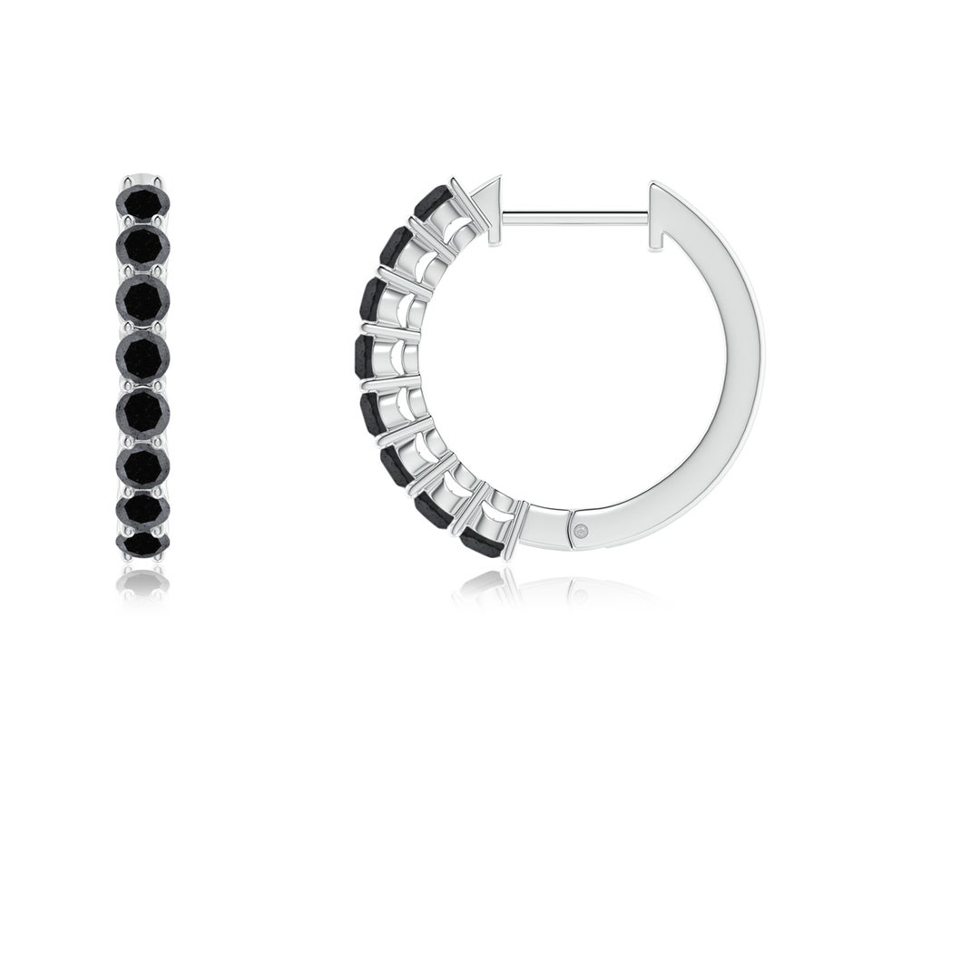 2mm A Airline-Set Black Diamond Hinged Hoop Earrings in P950 Platinum - side 2
