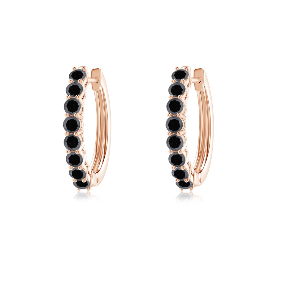 2mm A Airline-Set Black Diamond Hinged Hoop Earrings in Rose Gold 