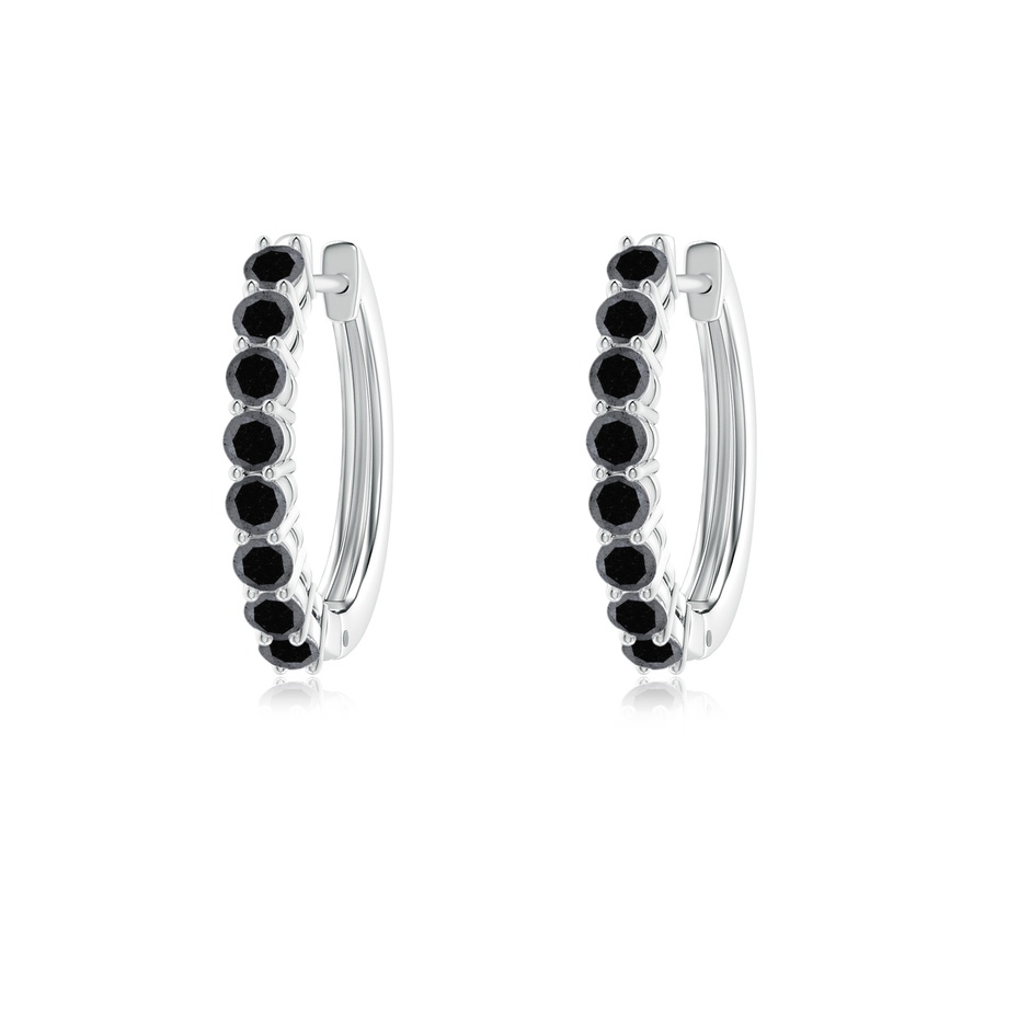 2mm A Airline-Set Black Diamond Hinged Hoop Earrings in White Gold 