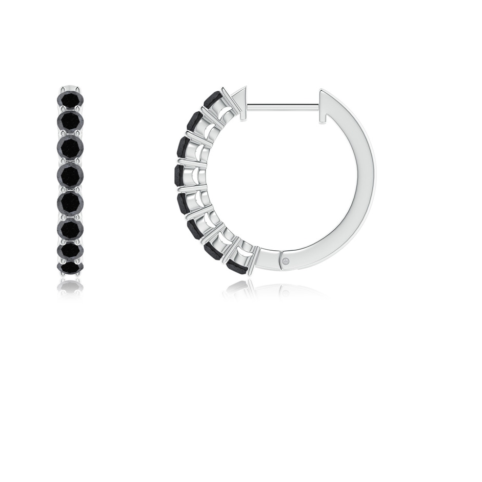 2mm A Airline-Set Black Diamond Hinged Hoop Earrings in White Gold side-1